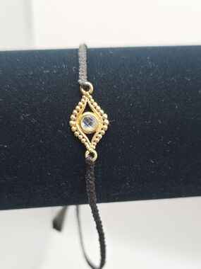 Black Braided Cord Bracelet With Evil Eye Charm